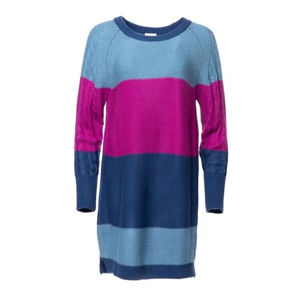 NWT Lularoe Lauren Sweater Dress Blue and Pink Stripes Size XXS - Picture 1 of 8